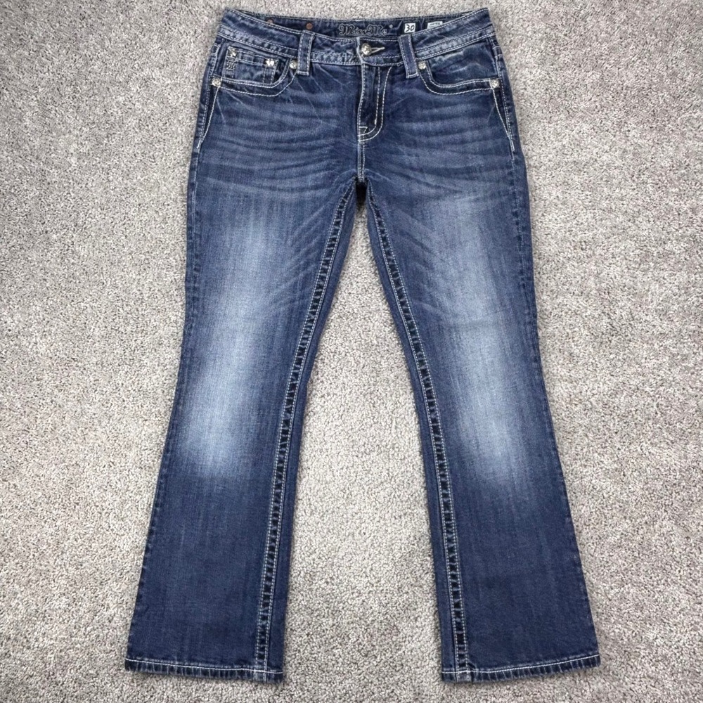 Miss Me Mid Rise Boot Cut Jeans Embellished Dark Wash MP8194BD Womens 30x30